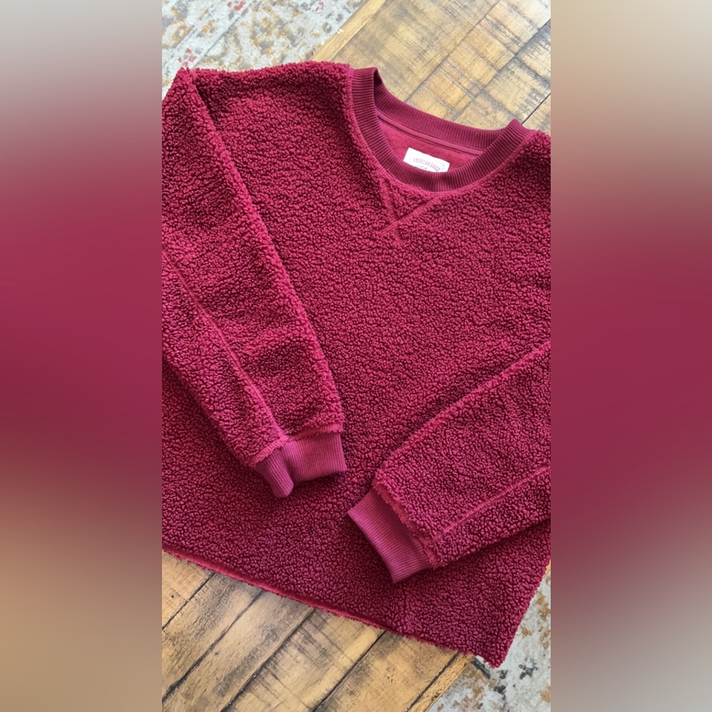American Eagle Red Sherpa sweater